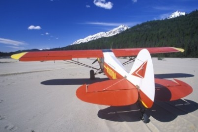 A Piper Bush airplane in the Saint Elias National Park